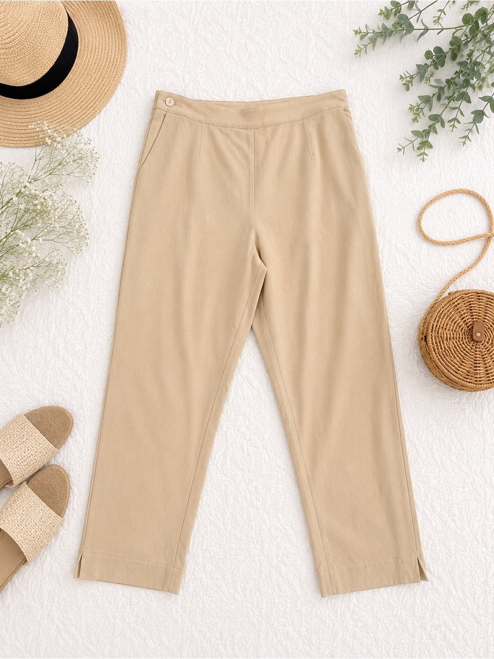 NWT Tommy Bahama 100% Silk Wide Leg Pants Size 12 Macadamia Beige